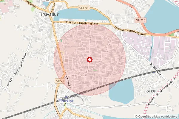 Map showing approximate area covered by Pincode 602003 — Kakalur Ind Estate S.O, Thiruvallur