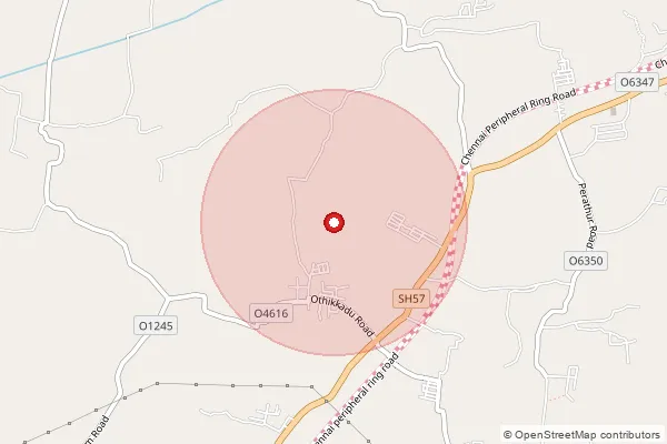 Map showing approximate area covered by Pincode 602021 — Perattur B.O, Thiruvallur