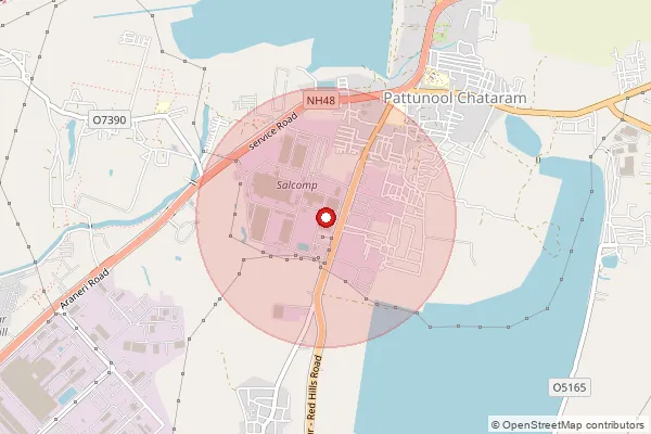 Map showing approximate area covered by Pincode 602105 — Thodukadu B.O, Kanchipuram