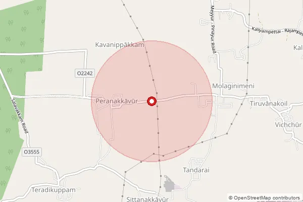 Map showing approximate area covered by Pincode 602106 — Sendamangalam B.O, Kanchipuram