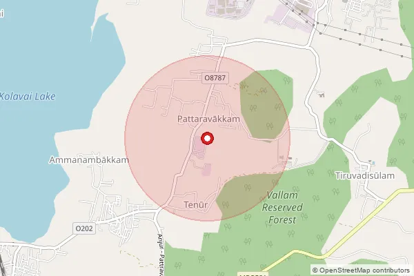 Map showing approximate area covered by Pincode 603002 — Paranur Bo, Chengalpattu