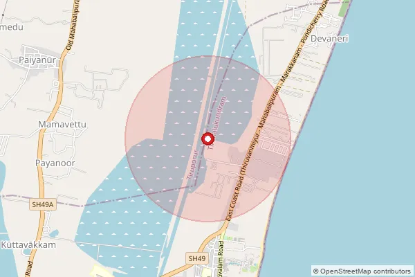 Map showing approximate area covered by Pincode 603104 — Kokilamedu Bo, Chengalpattu