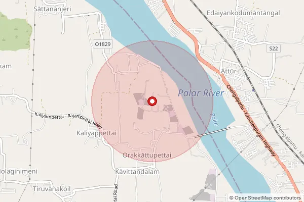 Map showing approximate area covered by Pincode 603106 — Tiruvanaikoil Bo, Kanchipuram