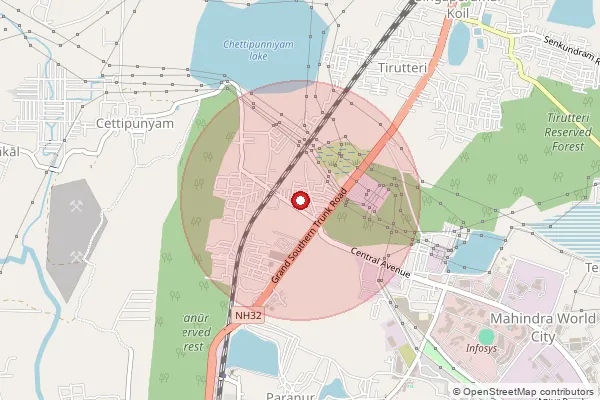 Map showing approximate area covered by Pincode 603204 — Melrosapuram Bo, Chengalpattu