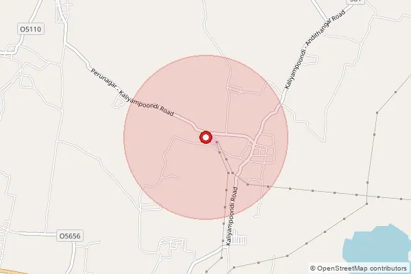 Map showing approximate area covered by Pincode 603402 — Alisoor B.O, Kanchipuram