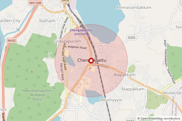 Map showing approximate area covered by Pincode 603405 — Ponpathirkoodam Bo, Chengalpattu