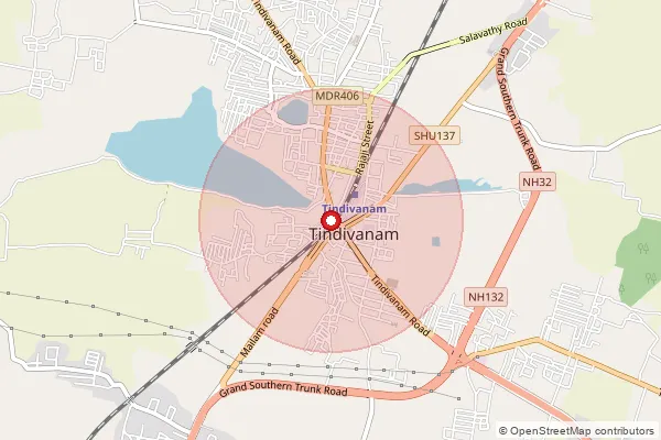 Map showing approximate area covered by Pincode 604001 — Tindivanam Ho, Villupuram
