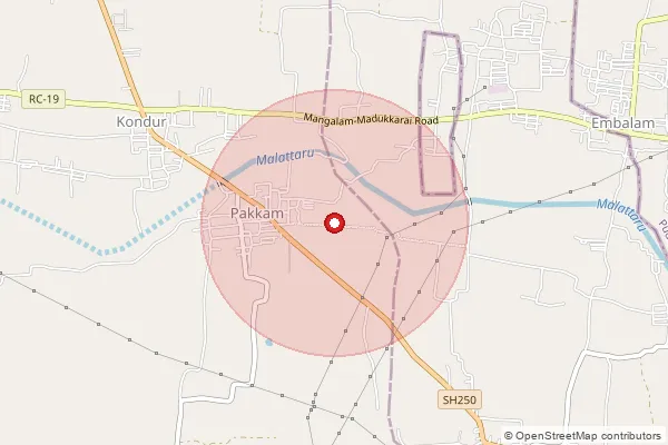 Map showing approximate area covered by Pincode 604153 — Pakkam Bo, Villupuram