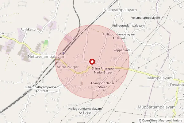 Map showing approximate area covered by Pincode 604203 — Viranamur Bo, Villupuram