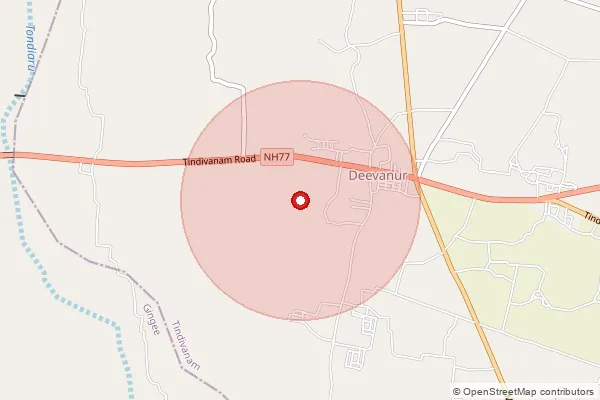 Map showing approximate area covered by Pincode 604206 — Modaiyur Bo, Villupuram