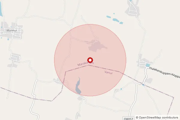 Map showing approximate area covered by Pincode 604301 — Siruvadi Bo, Villupuram