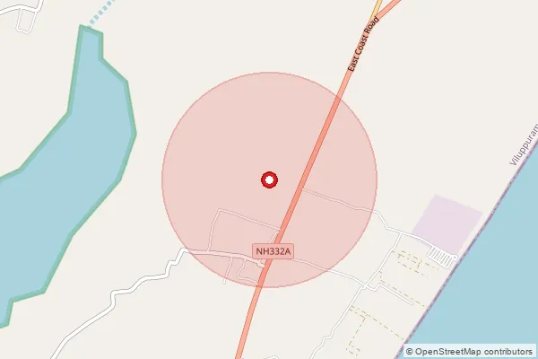 Map showing approximate area covered by Pincode 604303 — Nadukuppam Bo, Villupuram