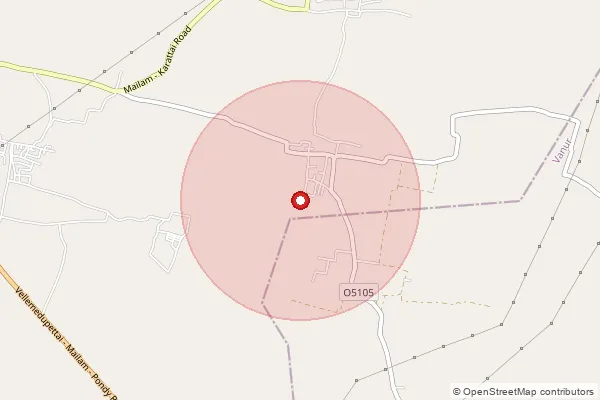 Map showing approximate area covered by Pincode 604304 — Eraiyur Bo, Villupuram