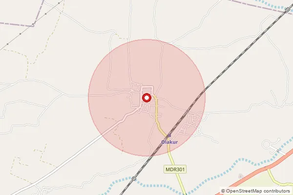 Map showing approximate area covered by Pincode 604305 — Olakkur So, Villupuram