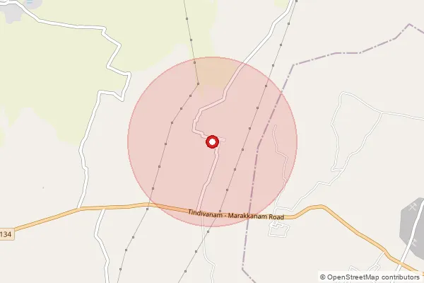Map showing approximate area covered by Pincode 604307 — Melpettai Bo, Villupuram