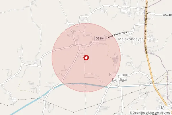 Map showing approximate area covered by Pincode 604405 — Nelliyankulam Bo, Tiruvannamalai