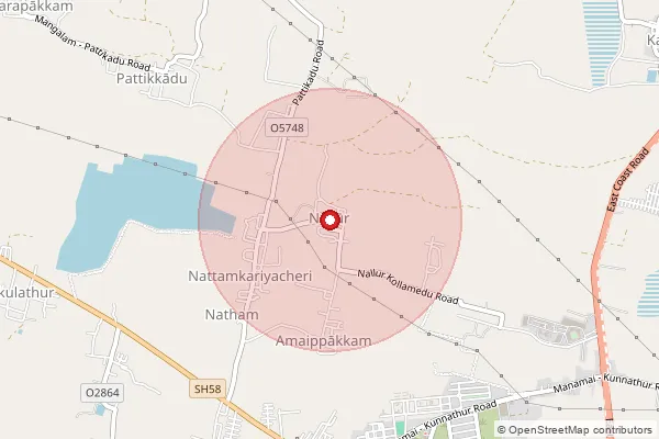 Map showing approximate area covered by Pincode 604406 — Nallur Bo, Tiruvannamalai