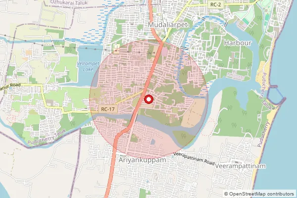 Map showing approximate area covered by Pincode 605004 — Mudaliarpet So, Pondicherry