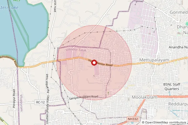 Map showing approximate area covered by Pincode 605009 — Mouttoupalayam Bo, Pondicherry