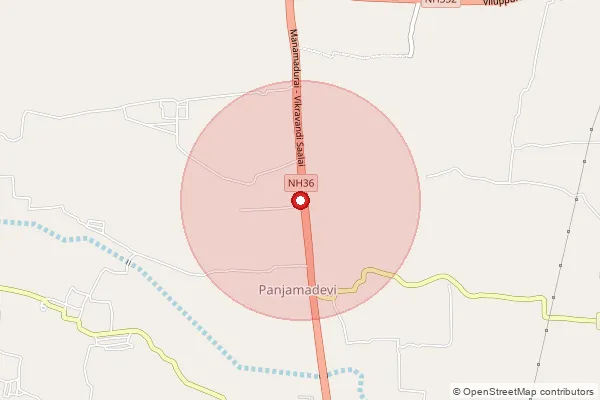 Map showing approximate area covered by Pincode 605105 — Mokshakulam So, Villupuram