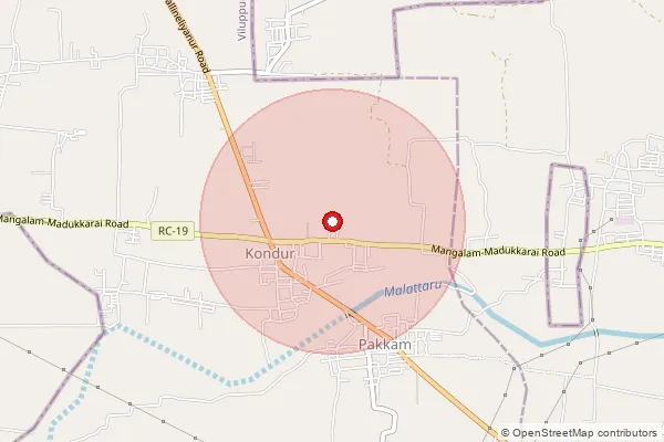 Map showing approximate area covered by Pincode 605106 — Pakkam Bo, Villupuram