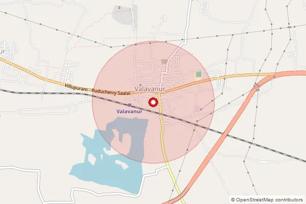 Map showing approximate area covered by Pincode 605108 — Kumarakuppam Bo, Villupuram