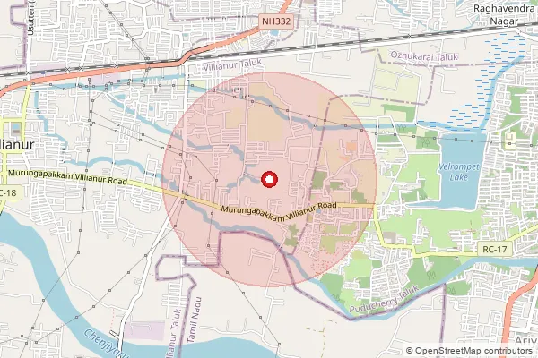 Map showing approximate area covered by Pincode 605110 — Arumparthapuram Bo, Pondicherry