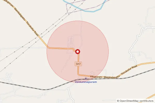 Map showing approximate area covered by Pincode 605301 — Kondangi Bo, Villupuram