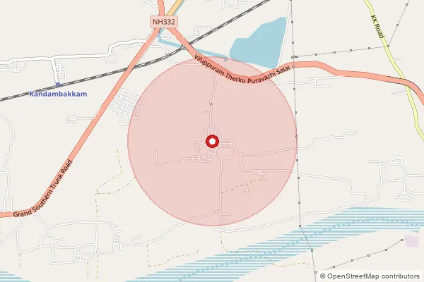 Map showing approximate area covered by Pincode 605401 — Kandamanadi So, Villupuram
