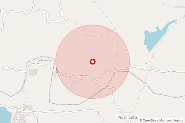 Map showing approximate area covered by Pincode 605651 — Pidaripattu Bo, Villupuram
