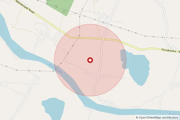 Map showing approximate area covered by Pincode 605754 — Kangeyanur B.O, Kallakurichi