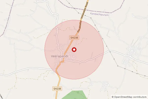Map showing approximate area covered by Pincode 605758 — Oddampattu B.O, Villupuram