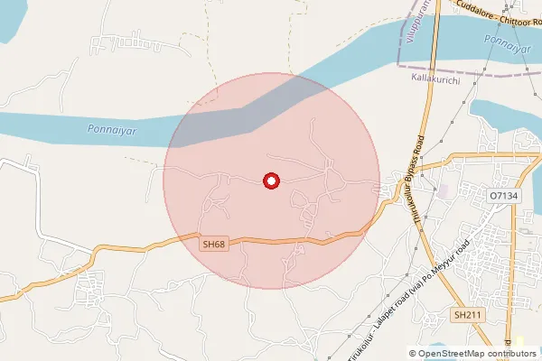Map showing approximate area covered by Pincode 605766 — Kattupaiyur B.O, Kallakurichi