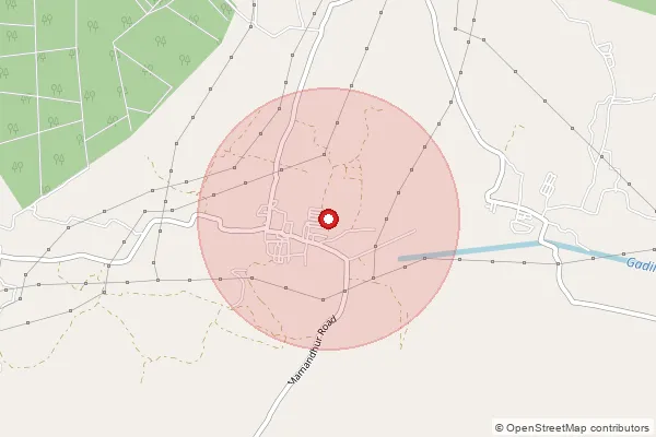 Map showing approximate area covered by Pincode 605801 — Endal B.O, Kallakurichi