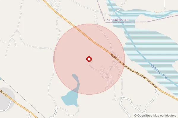 Map showing approximate area covered by Pincode 605803 — Arunkurukkai B.O, Villupuram