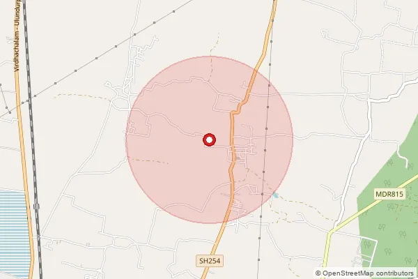 Map showing approximate area covered by Pincode 606003 — Ko  Adhanur B.O, Cuddalore