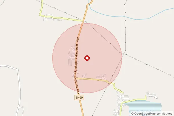 Map showing approximate area covered by Pincode 606102 — Kuvagam B.O, Kallakurichi