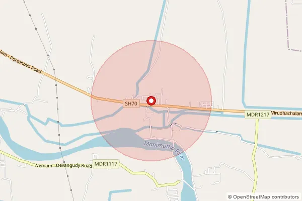 Map showing approximate area covered by Pincode 606103 — Kammapuram S.O, Cuddalore