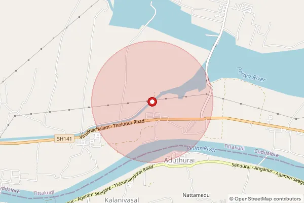 Map showing approximate area covered by Pincode 606106 — Akkanur B.O, Cuddalore