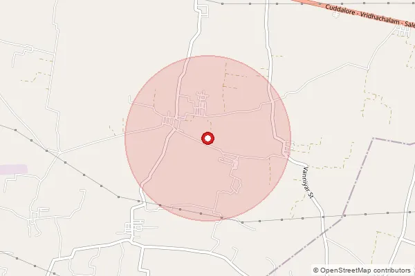 Map showing approximate area covered by Pincode 606108 — Malayanur B.O, Cuddalore