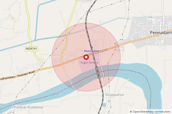 Map showing approximate area covered by Pincode 606111 — Tiruvattathurai B.O, Cuddalore