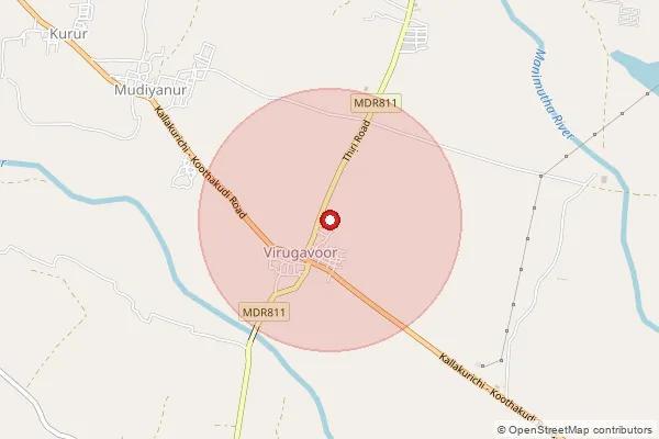 Map showing approximate area covered by Pincode 606203 — Nagalur S.O, Kallakurichi