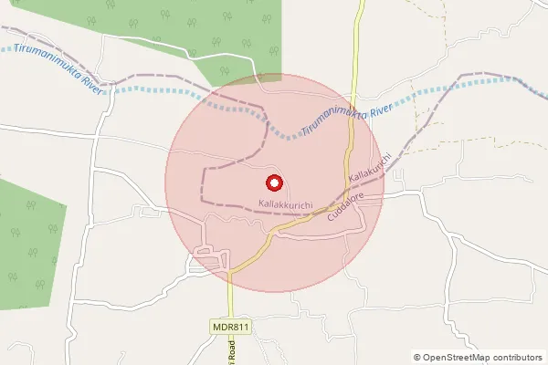 Map showing approximate area covered by Pincode 606204 — Ammakalathur B.O, Kallakurichi