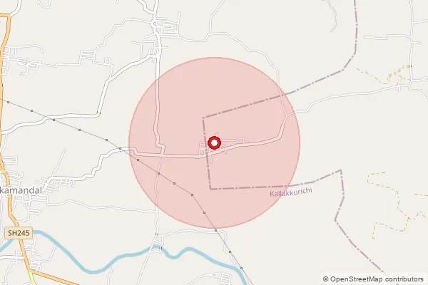 Map showing approximate area covered by Pincode 606207 — Kachirapalayam B.O, Kallakurichi