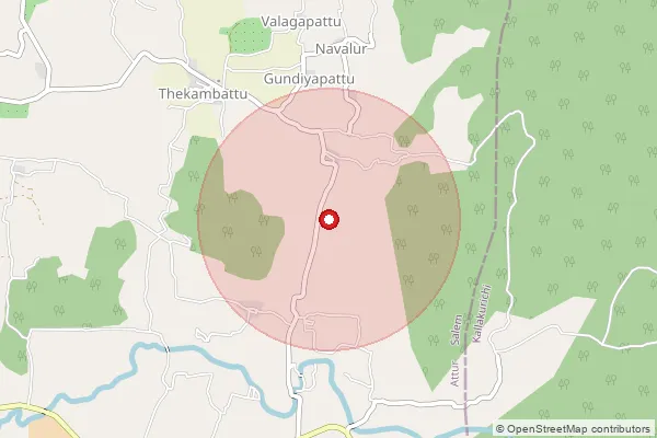 Map showing approximate area covered by Pincode 606209 — Thoradipattu B.O, Kallakurichi