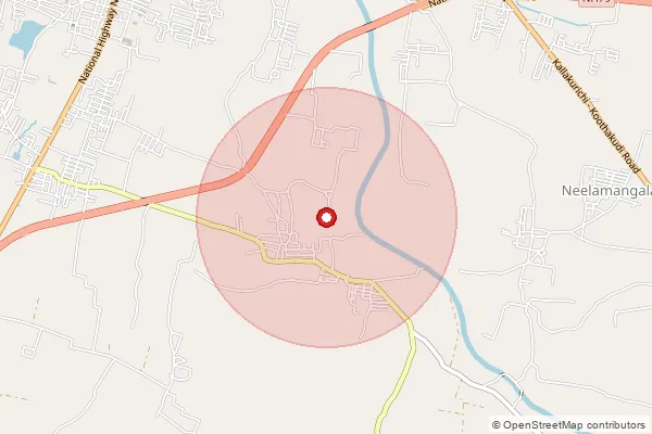Map showing approximate area covered by Pincode 606213 — Agarakottalam B.O, Kallakurichi