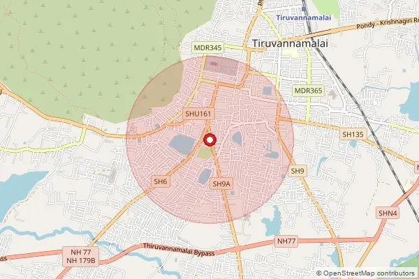 Map showing approximate area covered by Pincode 606601 — Tiruvannamalai Ho, Tiruvannamalai