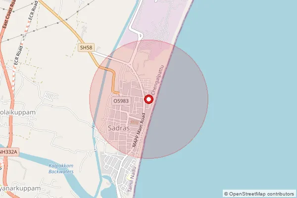 Map showing approximate area covered by Pincode 606753 — Palayanur Bo, Tiruvannamalai