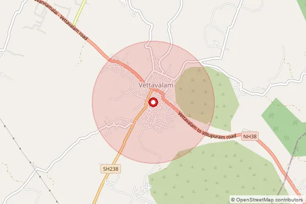 Map showing approximate area covered by Pincode 606754 — Olaipadi Bo, Tiruvannamalai
