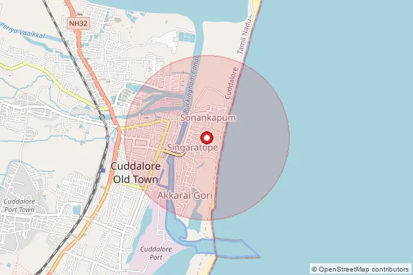 Map showing approximate area covered by Pincode 607003 — Vellakarai B.O, Cuddalore